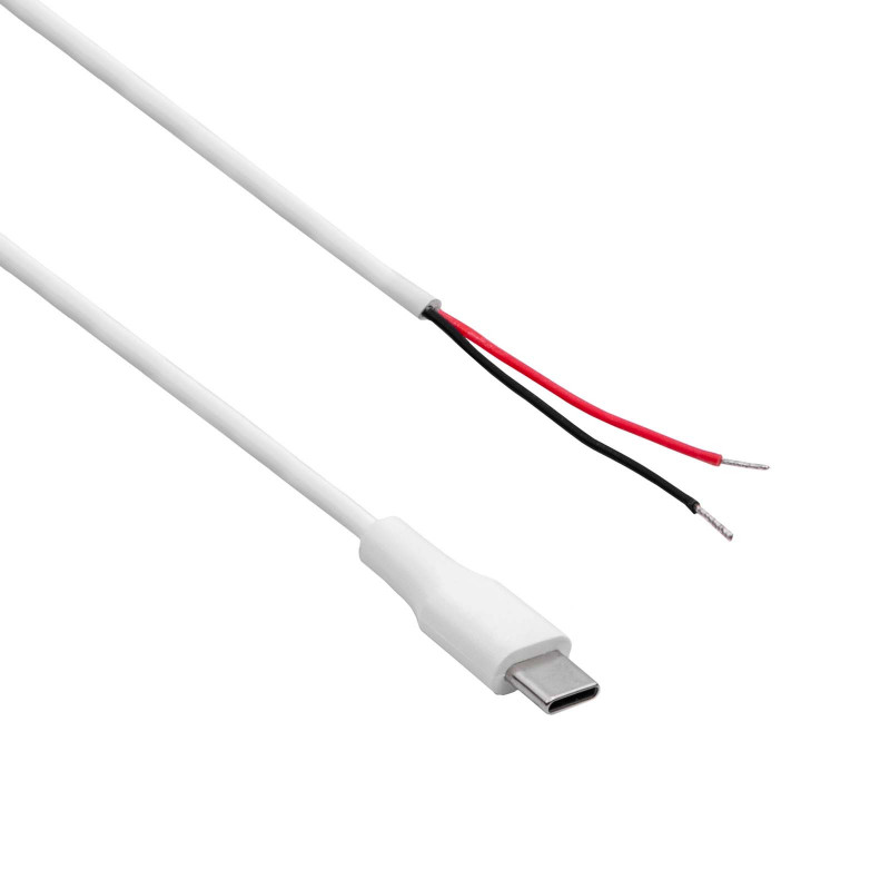 Akyga AK-SC-40 servisný kábel USB-C konektor samec s otvoreným koncom, 60 W (20 V / 3 A), 1 m, biely