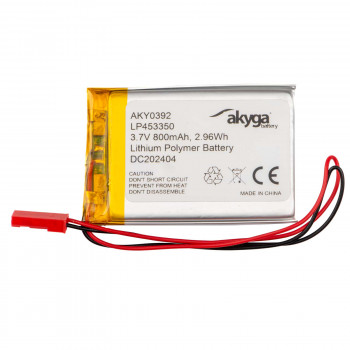 Akyga AKY0392 LP453350 Li-Po batéria 3,7 V 800 mAh s PCM, JST 2,54 mm 2-pin konektor, 150 mm kábel