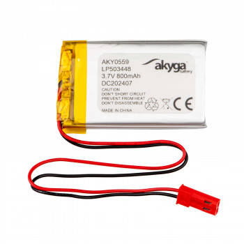 Akyga AKY0559 LP503448 Li-Po batéria 3,7 V 800 mAh s PCM, JST 2,54 mm 2-pin konektor, 150 mm kábel