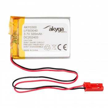 Akyga AKY0300 LP303040 Li-Po batéria 3,7 V 320 mAh s PCM, JST 2,54 mm 2-pin konektor, 150 mm kábel