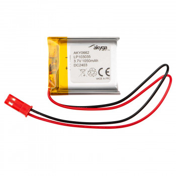 Akyga AKY0662 LP103035 Li-Po batéria 3,7 V 1050 mAh s PCM, JST 2,54 mm 2-pinový konektor samec, 150 mm kábel