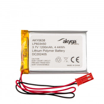 Akyga AKY0638 LP603450 Li-Po batéria 3,7 V 1200 mAh s PCM, JST 2,54 mm 2-pinový konektor samec, 100 mm kábel