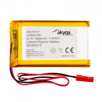 Akyga AKY0107 LP503759 Li-Po batéria 3,7 V 1350 mAh s PCM, JST 2,54 mm 2-pinový konektor samec, 150 mm kábel