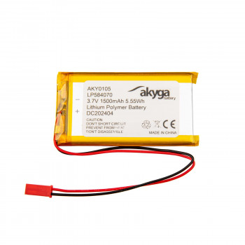 Akyga AKY0105 LP584070 Li-Po batéria 3,7 V 1500 mAh s PCM, JST 2,54 mm 2-pinový konektor samec, 150 mm kábel