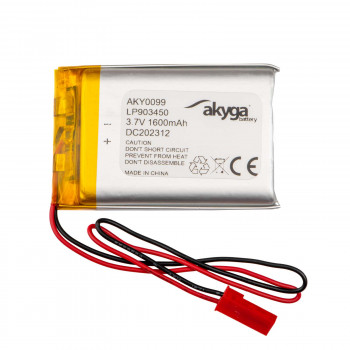 Akyga AKY0099 LP903450 Li-Po batéria 3,7 V 1600 mAh s PCM, JST 2,54 mm 2-pinový konektor samec, 150 mm kábel