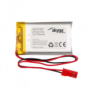 Akyga AKY0385 LP352745 Li-Po batéria 3,7 V 270 mAh s PCM, JST 2,54 mm 2-pinový konektor samec, 150 mm kábel