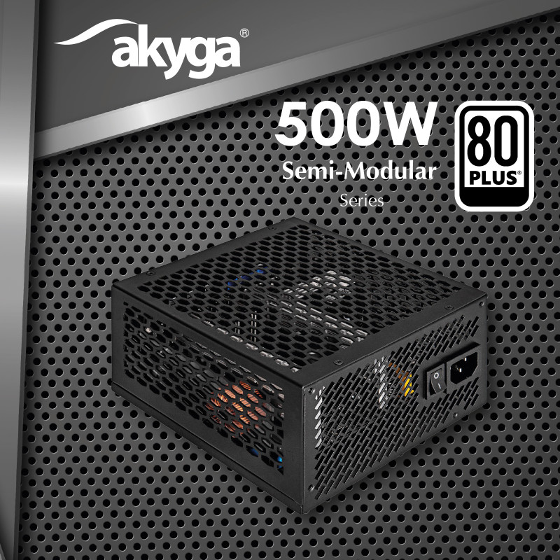 Akyga AK-FL-500 bezventilátorový ATX napájací zdroj 500 W, plne modulárny, 80 PLUS, APFC