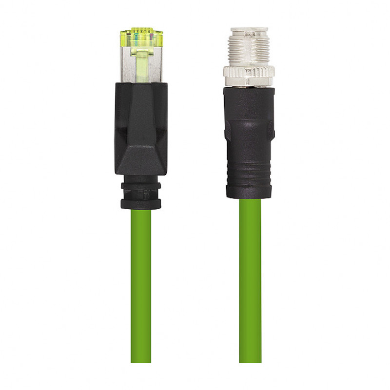 LogiLink CQM035S priemyselný prepojovací kábel, Cat.6A, PUR, M12 X-coded na RJ45, 1 m