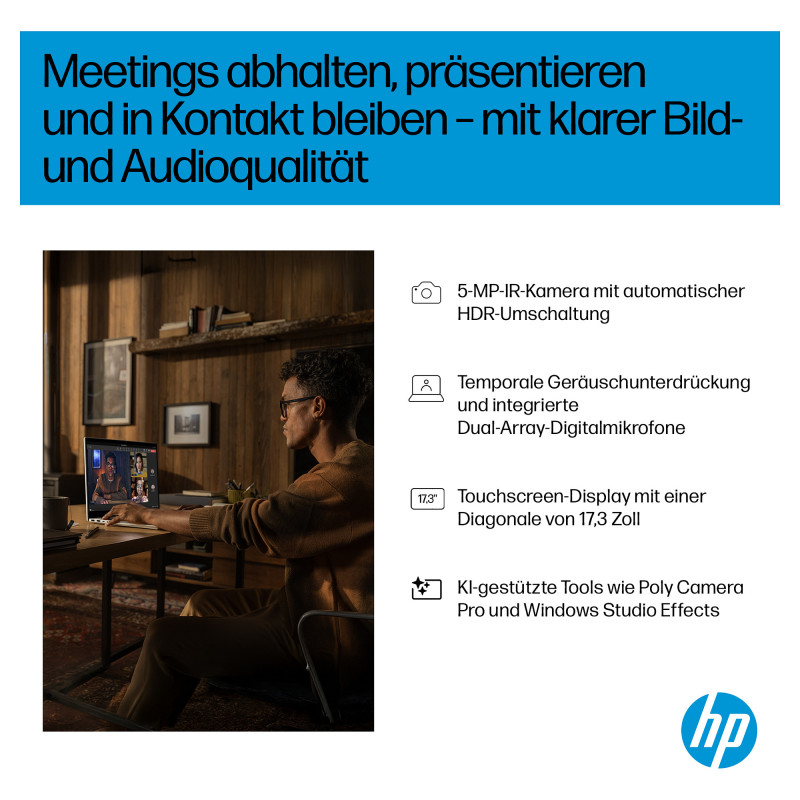 Notebook HP OmniBook 7 17-dc0675ng, Intel Core Ultra 7 256V, 32 GB RAM, 1 TB SSD, Windows 11 Pro, nemecká klávesnica