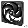 Arctic P14 Value Pack ventilátory do skrinky 140 mm (5 ks), čierne