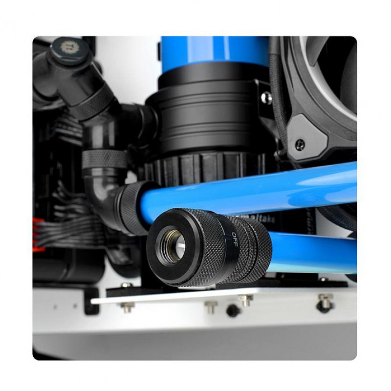 Thermaltake Pacific vypúšťací ventil pre DIY systémy kvapalinového chladenia, čierny (CL-W087-CU00BL-A)