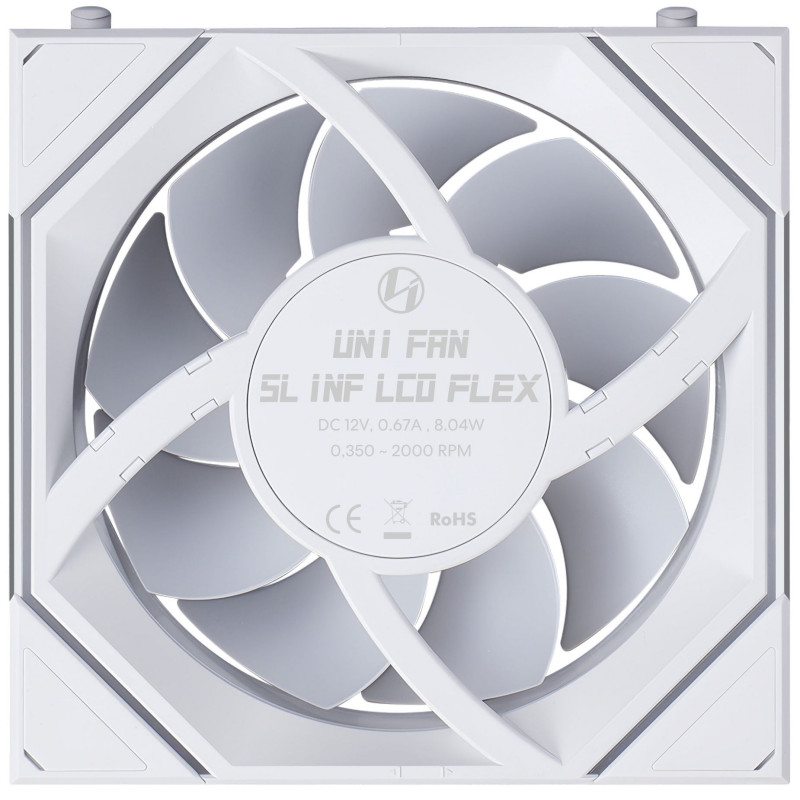 Lian Li UNI FAN SL-INF 120 FLEX LCD Wireless ventilátor do skrine, ARGB a LCD, 120 mm, biely