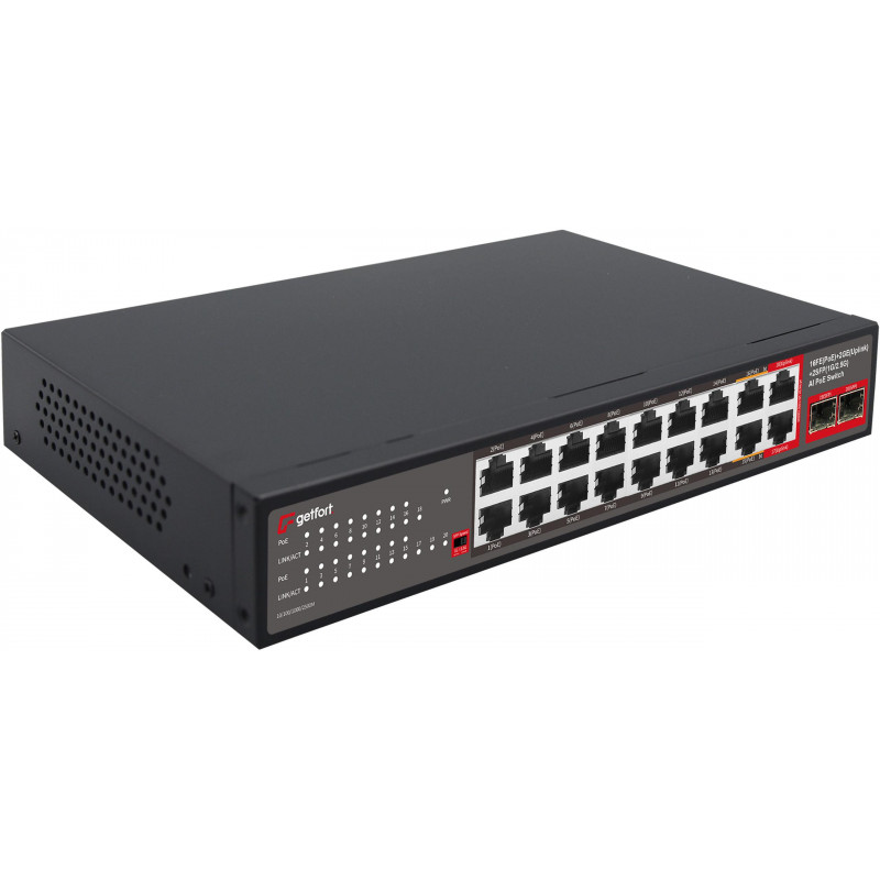 PoE switch Getfort GF-120G-16P-240, 16 x 10/100 PoE + 2 x GE + 2 x SFP, 240 W