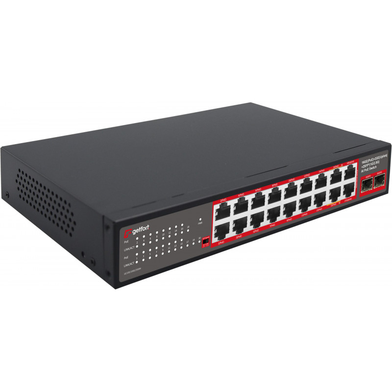 PoE switch Getfort GF-220G-16P-240, 16 x GE PoE + 2 x GE + 2 x SFP, 240 W