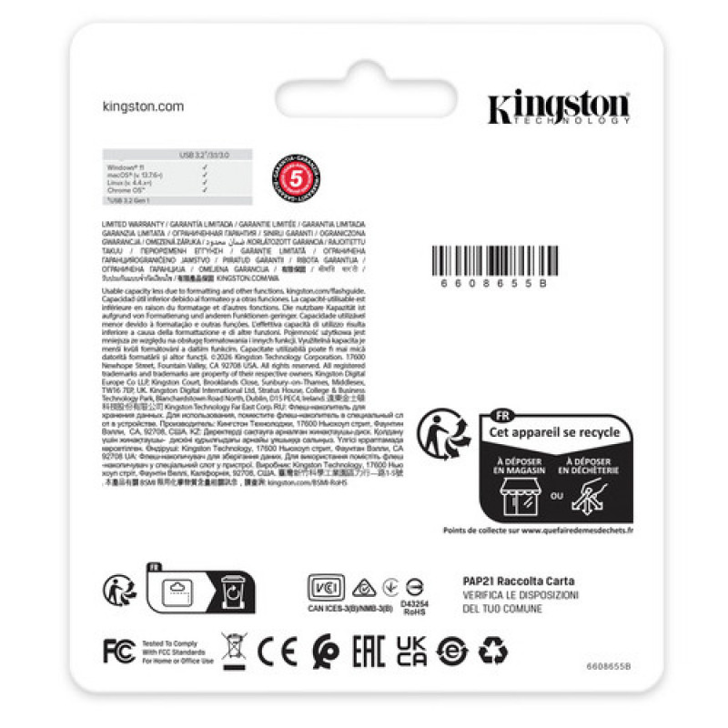 Kingston DataTraveler Kyson DTKNG2/128GB USB kľúč, 128 GB, USB 3.2 Gen 1, kovový
