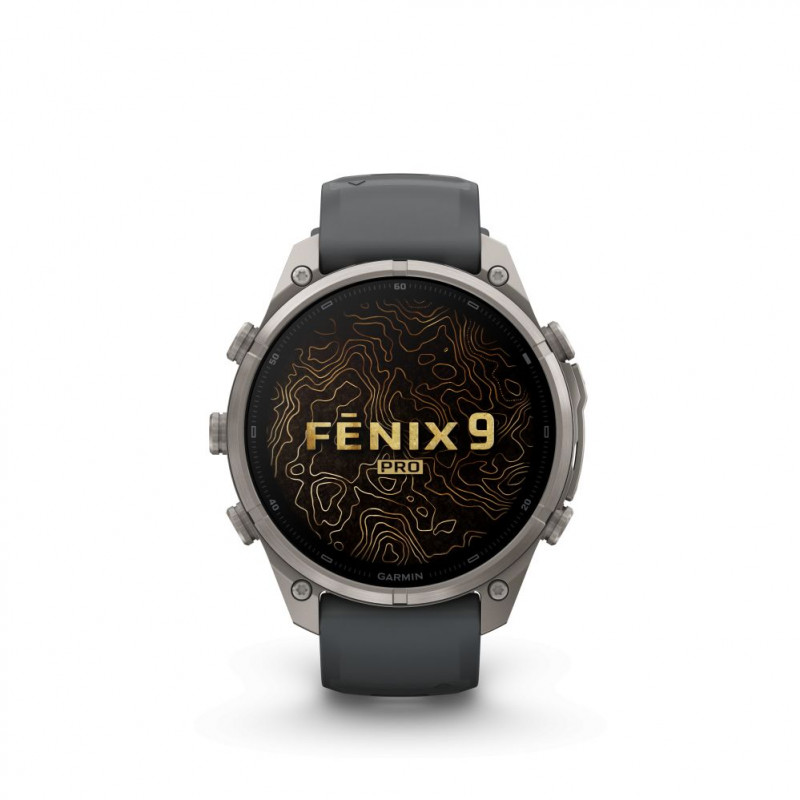 Inteligentné hodinky Garmin Fenix 9 Pro, 47 mm, titánové puzdro, silikónový remienok grafitový/čierny