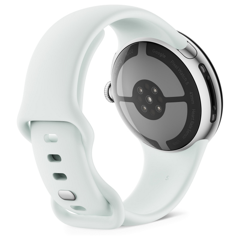 Google Pixel Watch 5 WiFi inteligentné hodinky, 41 mm, Polished Silver / Fog, GA10898-DE