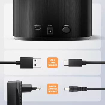 Axagon ADSA-SC dokovacia stanica pre SATA disky 2,5/3,5 palca, USB-C 5 Gbps, s funkciou klonovania