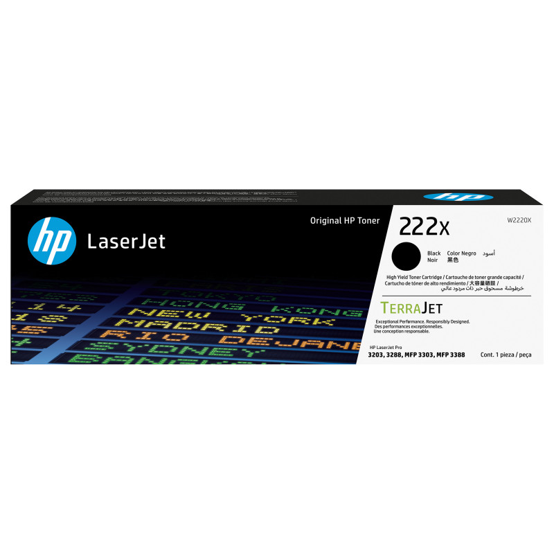 HP 222X W2220X originálna tonerová kazeta LaserJet s vysokou výdržou, čierna