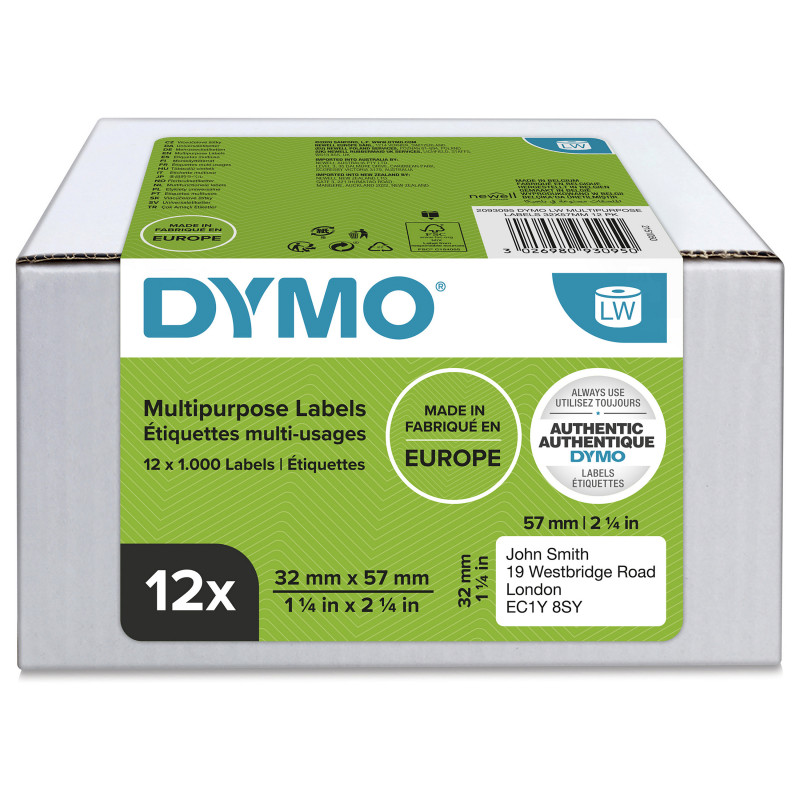 DYMO 2093095 univerzálne etikety LabelWriter, 32 x 57 mm, 12 roliek, biele