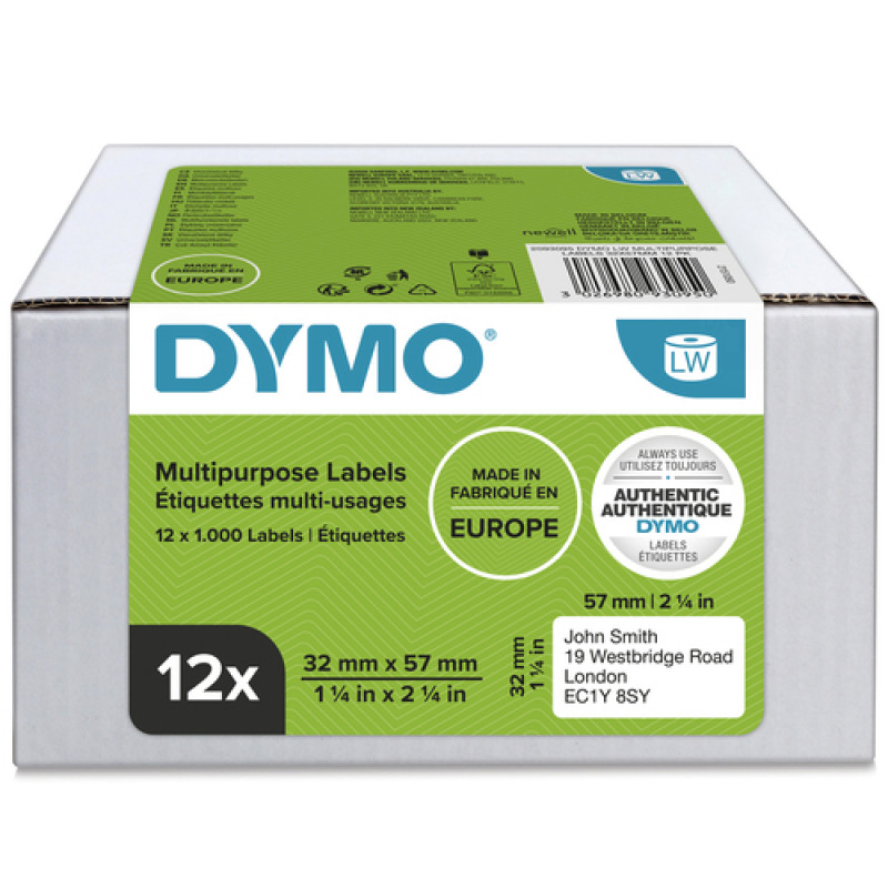 DYMO 2093095 univerzálne etikety LabelWriter, 32 x 57 mm, 12 roliek, biele