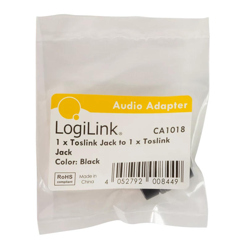 LogiLink CA1018 audio adaptér Toslink, Toslink samica na Toslink samica, čierny