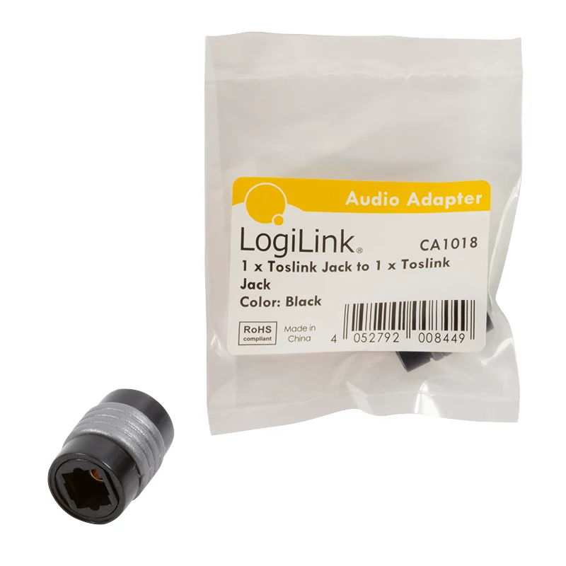 LogiLink CA1018 audio adaptér Toslink, Toslink samica na Toslink samica, čierny