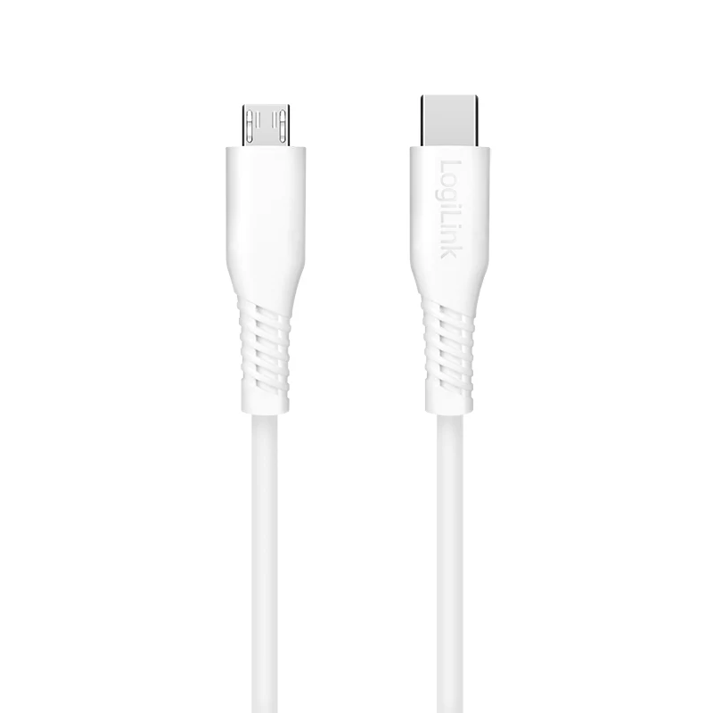 LogiLink CU0242 kábel USB 2.0 Type-C, USB-C samec – micro USB samec, 480 Mbps, 12 W, biely, 1 m