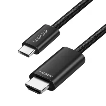 LogiLink UA0470 kábel USB 3.2 Gen1 Type-C na HDMI, 4K/30 Hz, opletený, čierny, 2 m