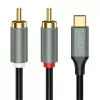 LogiLink CUA0140 kábel USB 2.0 Type-C na 2x RCA, stereo audio, hliník, čierno-strieborný, 1 m