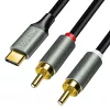LogiLink CUA0142 kábel USB 2.0 Type-C na 2x RCA, stereo audio, hliník, čierno-strieborný, 2 m