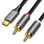 LogiLink CUA0142 kábel USB 2.0 Type-C na 2x RCA, stereo audio, hliník, čierno-strieborný, 2 m
