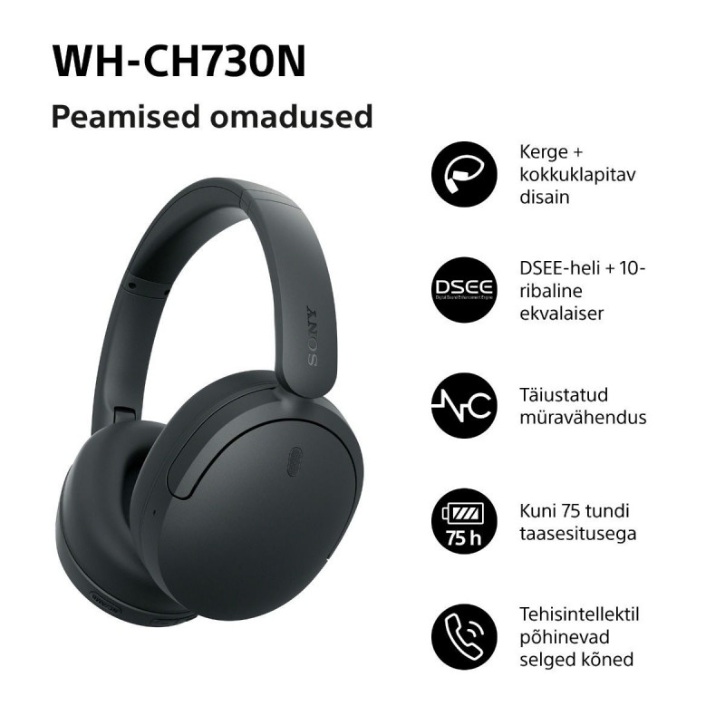 Sony WH-CH730N bezdrôtové slúchadlá s potlačením hluku, čierne