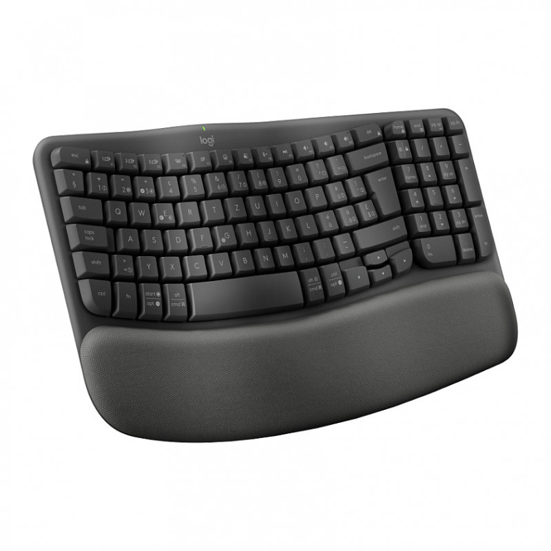 Logitech Wave Keys 920-012289 bezdrôtová ergonomická klávesnica, 2,4 GHz / Bluetooth, švajčiarske rozloženie (CH), grafitová