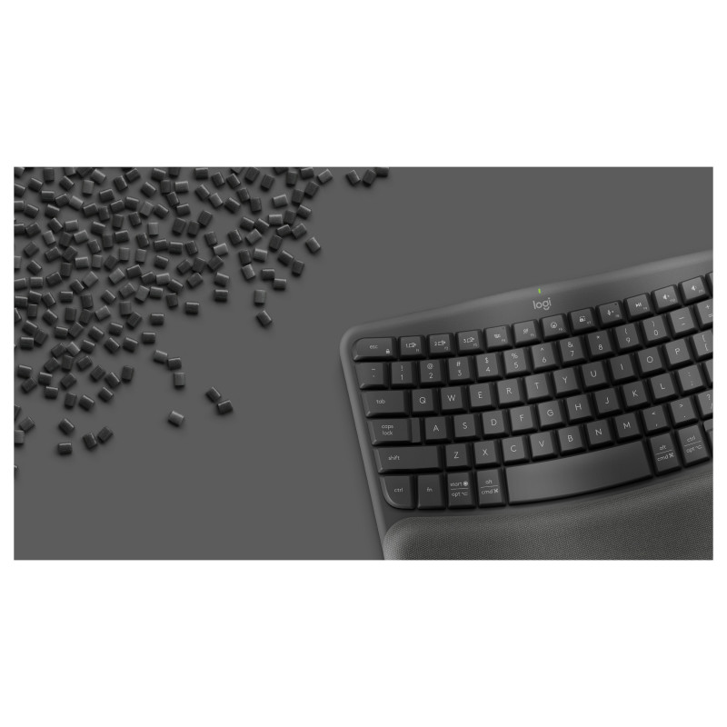 Logitech Wave Keys 920-012289 bezdrôtová ergonomická klávesnica, 2,4 GHz / Bluetooth, švajčiarske rozloženie (CH), grafitová