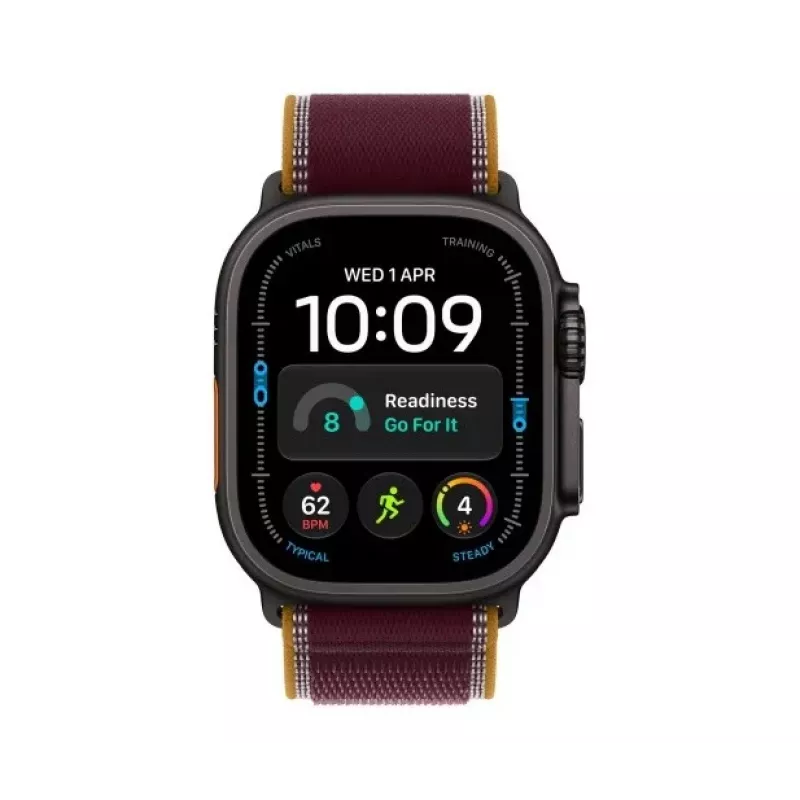 Apple Watch Ultra 4 inteligentné hodinky, GPS + Cellular, 49 mm, čierna, Trail Loop bordová, M/L