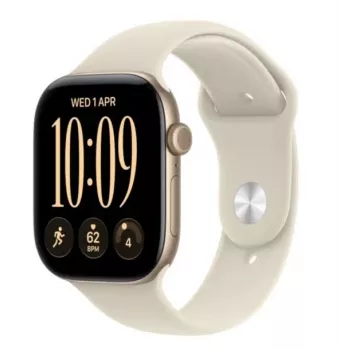 Apple Watch Series 12 GPS inteligentné hodinky, 46 mm, svetlozlaté hliníkové puzdro, piesočový športový remienok S/M