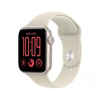 Apple Watch SE 3 inteligentné hodinky, GPS + Cellular, 44 mm, hliníkové puzdro v hviezdnej bielej, piesočný športový remienok S/M