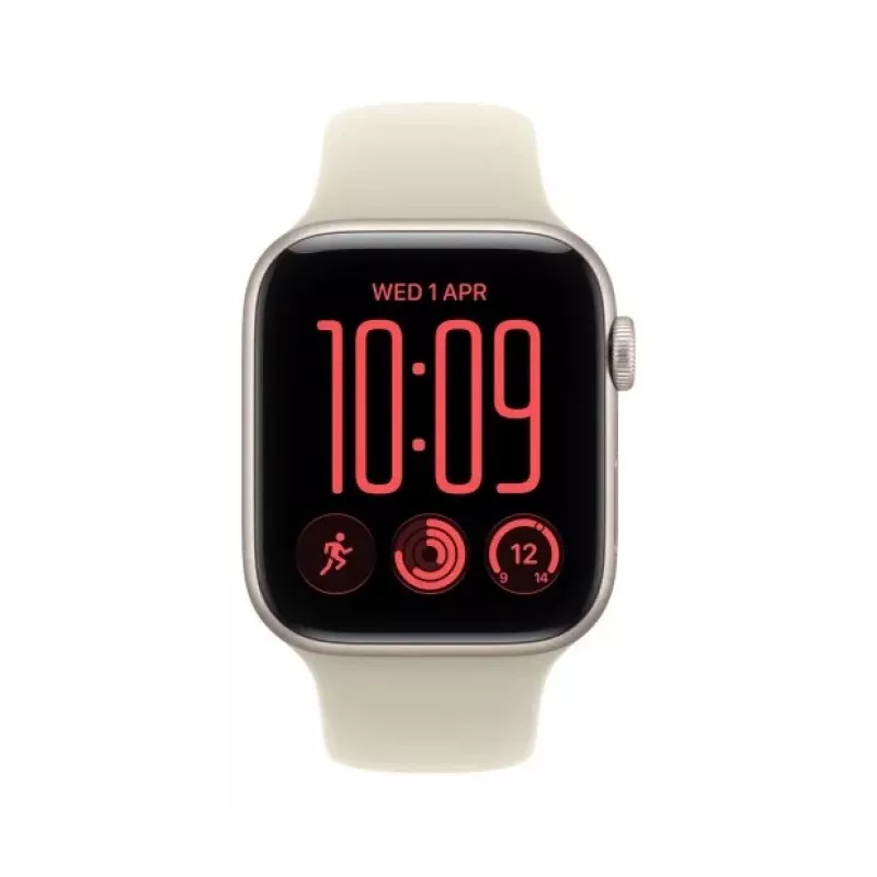 Apple Watch SE 3 inteligentné hodinky, GPS + Cellular, 44 mm, hliníkové puzdro v hviezdnej bielej, piesočný športový remienok S/M