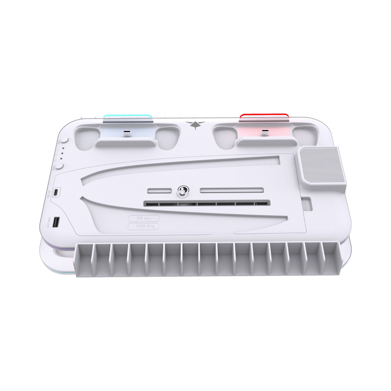 White Shark KIMURA PRO PS5 chladiaca podložka s 2 nabíjacími stanicami, biela