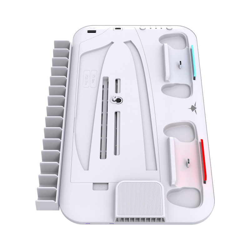 White Shark KIMURA PRO PS5 chladiaca podložka s 2 nabíjacími stanicami, biela