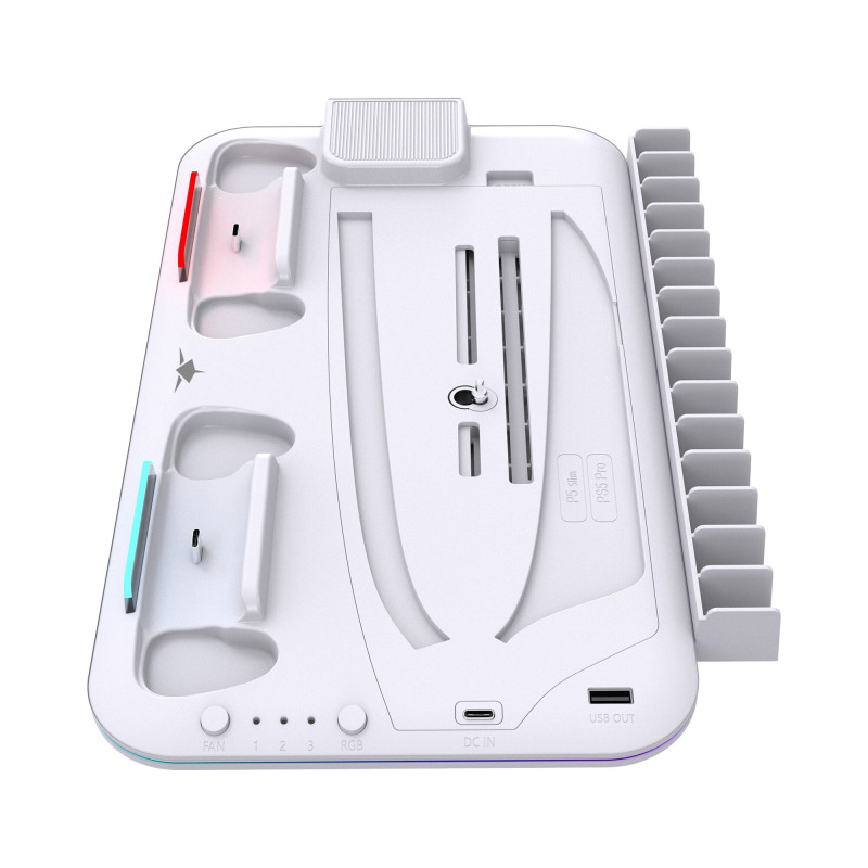 White Shark KIMURA PRO PS5 chladiaca podložka s 2 nabíjacími stanicami, biela