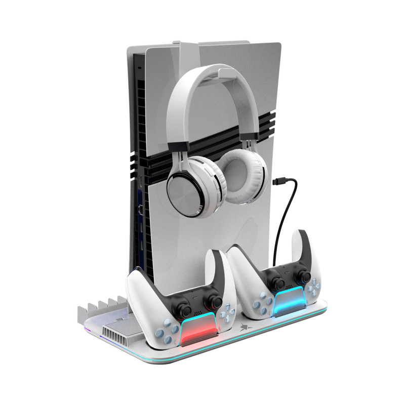 White Shark KIMURA PRO PS5 chladiaca podložka s 2 nabíjacími stanicami, biela