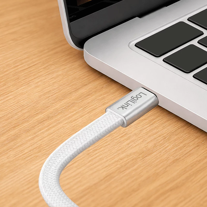 LogiLink CU0445 plochý kábel USB 2.0 USB-C na USB-C, opletený, 480 Mb/s, 60 W, biely, 1 m