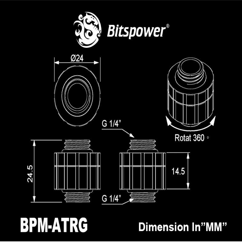 Bitspower Artemis BPM-ATRG-SL otočný nadstavec, pieskovaný strieborný