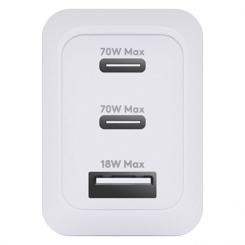 dbramante1928 CI70CCWH4436 napájací adaptér, 70 W, 2x USB-C + 1x USB-A, zástrčka EÚ, biely