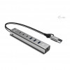 i-tec CAHUBMETAL6LANPD kovový USB-C/USB-A hub, 6 portov, Gigabit LAN, Power Delivery 85 W, strieborný