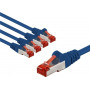 Goobay 66608 prepojovací kábel CAT 6, S/FTP (PiMF), 3 m, modrý, medený vodič CU (5 ks)