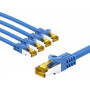 Goobay prepojovací kábel RJ45 CAT 6A S/FTP (PiMF), 500 MHz, s nespracovaným káblom CAT 7, 5 m, modrý (5 ks)
