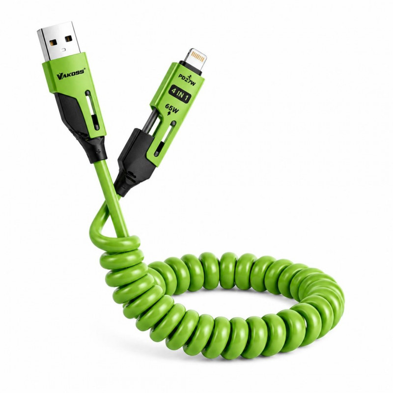 Vakoss MLU680G kábel 4 v 1, 1,5 m, 60 W, 3 A, QC/PD, zelený